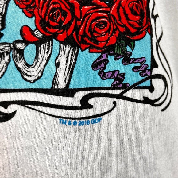 Grateful Dead Bertha Wheel & Roses White Athletic T-Shirt 2 Sided Size Small - Picture 8 of 11